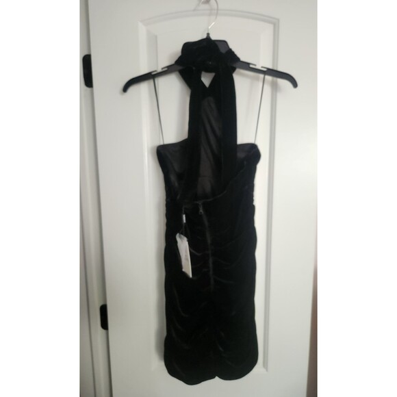 BARDOT Womens Black mini dress cocktail party halter velour NWT Size 8 - Picture 7 of 11